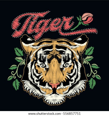 Tiger embroidery design.vector