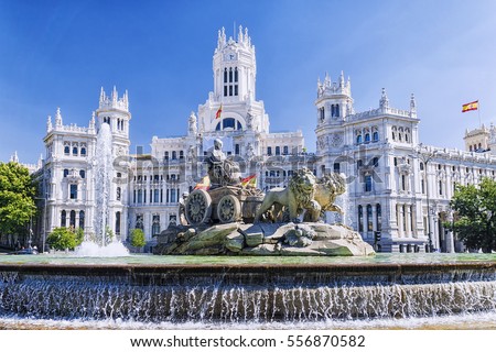 Cibeles fountain in Madrid, Spain Royalty-Free Stock Photo #556870582