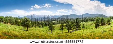 Rocky Mountain National Park panoramic view Royalty-Free Stock Photo #556881772