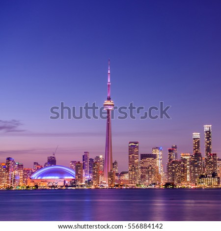 Toronto city skyline at Night, Ontario, Canada