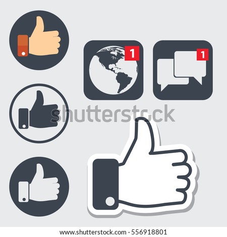 Set of thumb up icons, like facebook style 