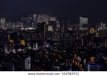 Abstract Dark City at night, Tokyo
