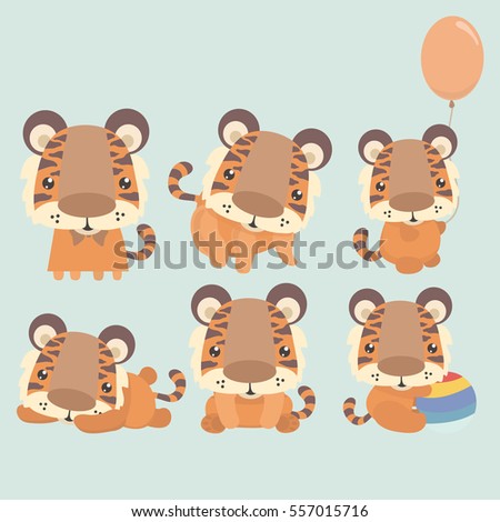 Illustration of a tiger with different poses