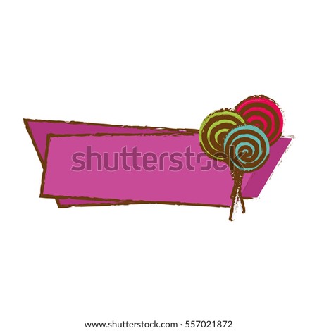 banner with sweet candy lollipop icon over white background. colorful design. vector illustration