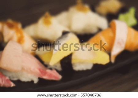 Blurred abstract background and can be illustration to article of Fresh and delicious sushi
