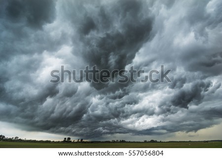 Dark sky and dramatic black cloud before rainy