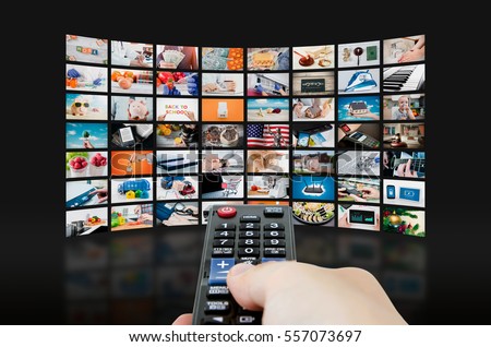 Multimedia video wall television broadcast. multimedia wall television video broadcast advertising background broadcasting concept Royalty-Free Stock Photo #557073697