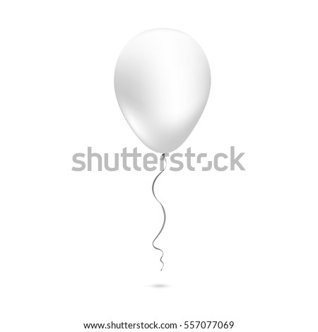 Inflatable air flying balloon isolated on white background. Close-up look at white balloon with reflects. Realistic 3D vector illustration