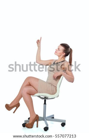 Picture of young businesswoman sitting in chair