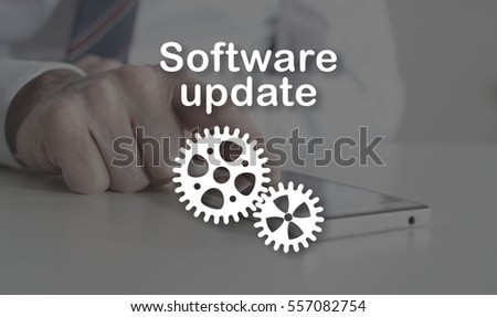 Software update concept illustrated by a picture on background
