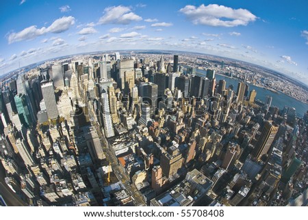 The New York City panorama with 5th Avenue