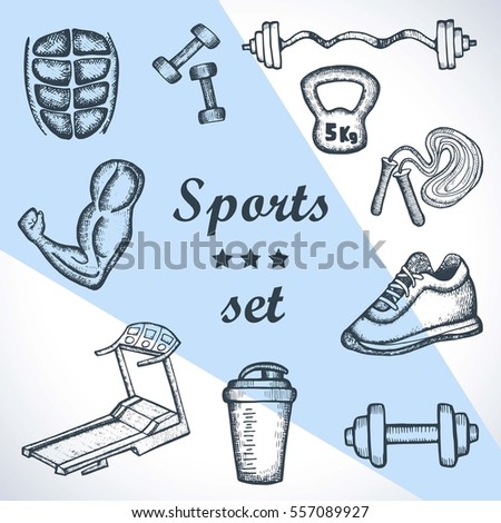 set sketch sport. vector illustration