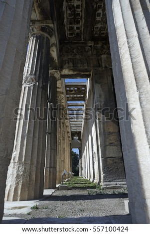 Colonnades of the 'Temple of Hephaestus' in Ancient Agora of Athens