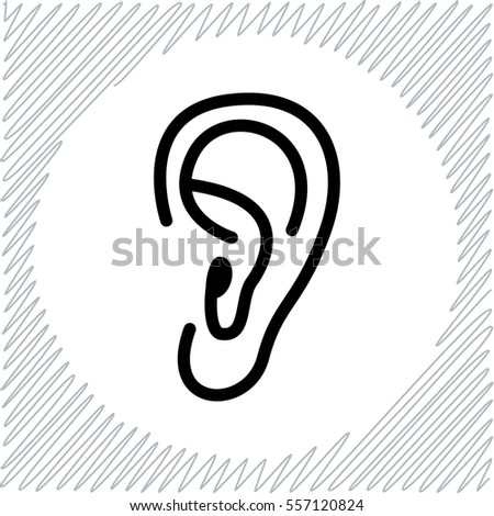 Ear vector icon - black  illustration