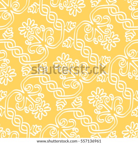 Seamless hand drawn abstract flowers and leaf ornament pattern