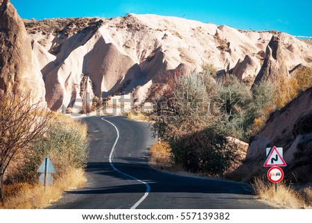 highway in Cappadocia on a Sunny day