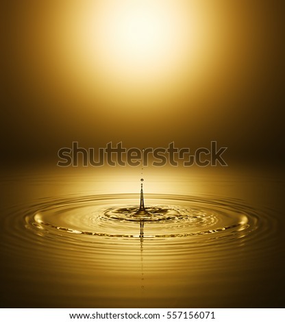 Ripple of the golden surface of the water Royalty-Free Stock Photo #557156071