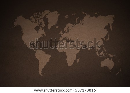 Wall texture background surface natural color , process in vintage style with world map