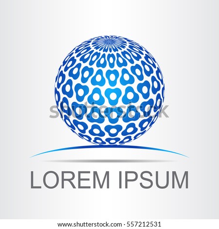 Logo stylized spherical surface with abstract shapes. This logo is suitable for global company, world technologies and media and publicity agencies 