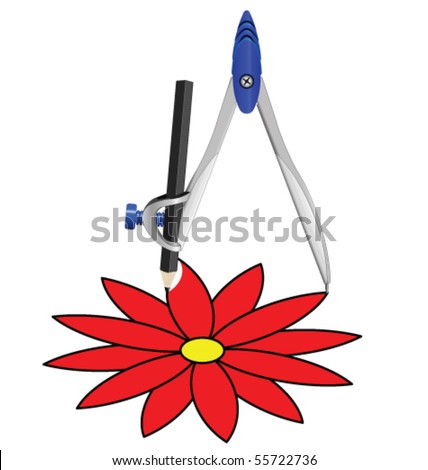 Task of drawing a flower with a compass