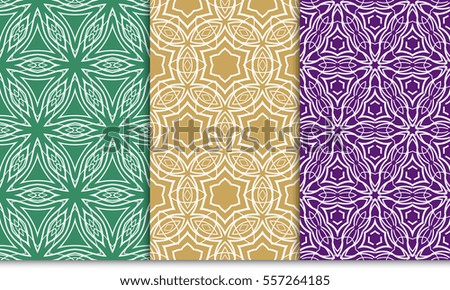 set of seamless floral geometric pattern. For invitation, design wallpaper. Vector illustration.