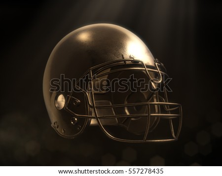 golden football helmet with dark background.