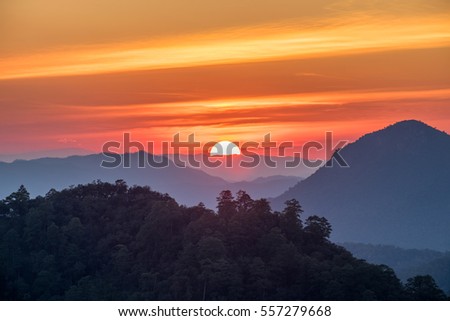 Viewpoint doi kiew lom at sunset,mae hong son,thailand