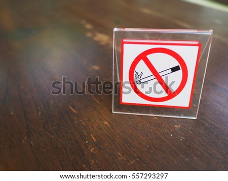 No smoking sign on the table