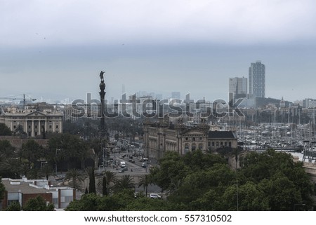 Cloudy day in city center of Barcelona Spain