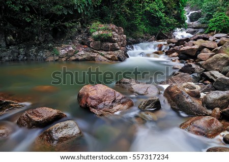 Lasir waterfall, Kenyir lake,located at Hulu Terengganu, Malaysia. Soft effect ,long exposure photography