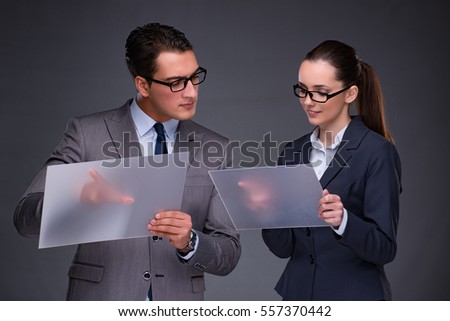 Businesspeople working on virtual screen