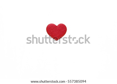 Red heart  paper on white background.Valentines day..
