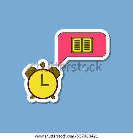 paper sticker on stylish background book alarm clock