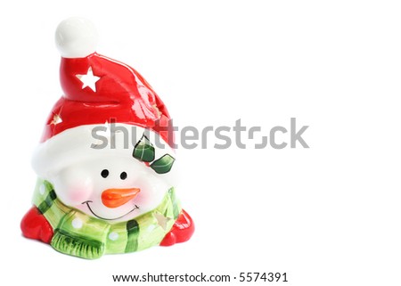 Smiling Christmas Snowman with Red Santa Hat