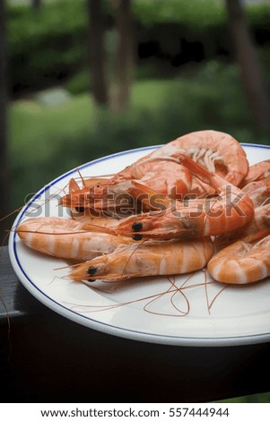 Cooked prawns on a plate