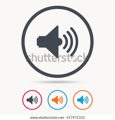 Sound icon. Music dynamic symbol. Colored circle buttons with flat web icon. Vector