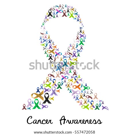 cancer awareness various color and shiny ribbons for help like a big colorful ribbon eps10