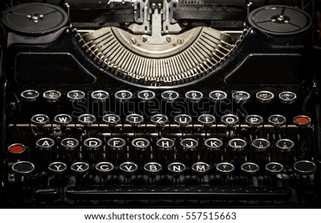 Close-up of retro old fashioned typewriter.