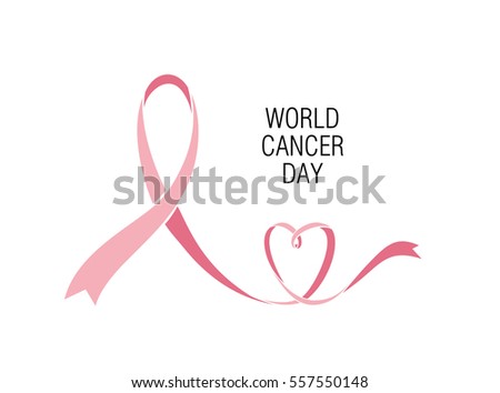 World cancer day. Think pink. Emblem. Poster. Vector illustration.