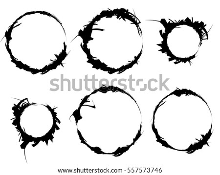 Set of textured, rough and grungy elements isolated on white. Elements with scratchy, sketchy, damaged, ripped, slashed texture.