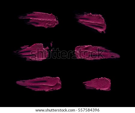purple lipstick black background isolated