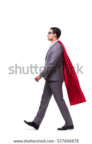 Man wearing red cover isolated on whtie background