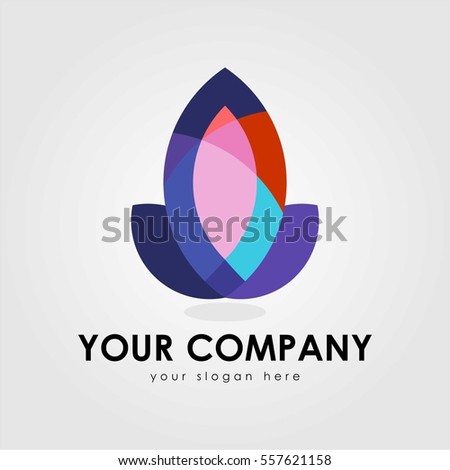 colorful leaf creative and unique logo concept for business, company, or organization with grey background