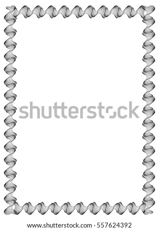Black and white abstract vertical frame. Guilloche border for certificate or diploma, isolated. Vector clip art.