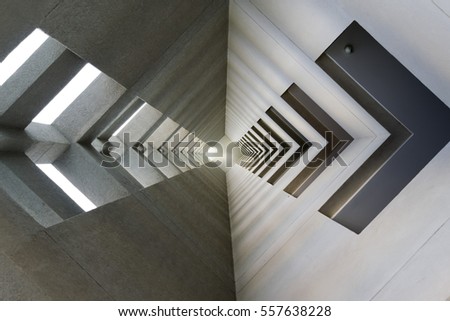 symmetric and minimalist architecture in a building