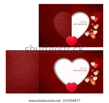 Valentines card concept (with inside and outside) decorated with heart background