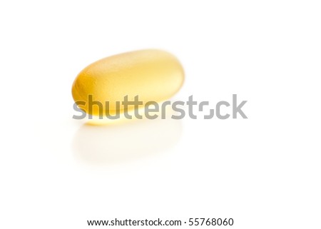 Omega 3 Fish Oil Supplement Capsule Isolated on a White Background.