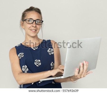 Caucasian Lady Laptop Work Concept