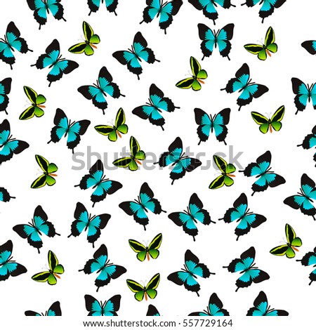 Very high quality original trendy vector seamless pattern with colorful butterfly