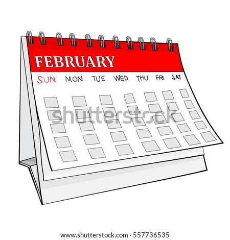 Illustration of Isolated Cartoon Calendar. February. EPS8.